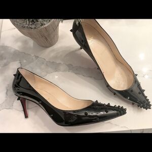 Christian Louboutin Black Patent Studded Heels